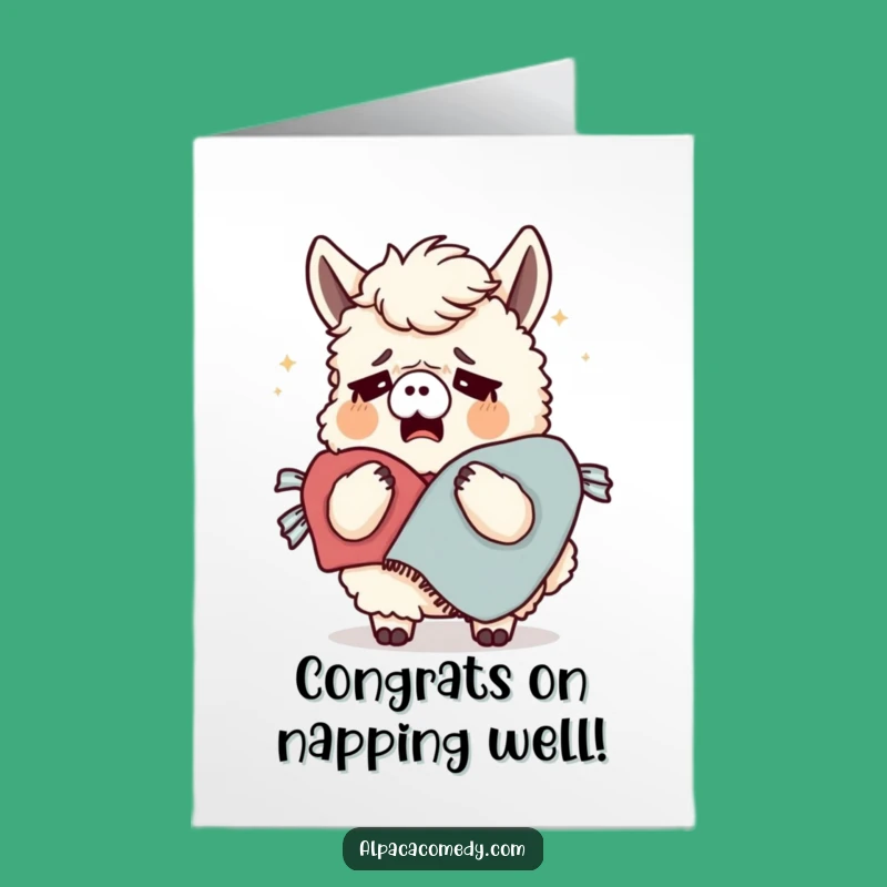 Free Printable Congratulations Alpaca Card: Celebrate with a Yawning Smile!