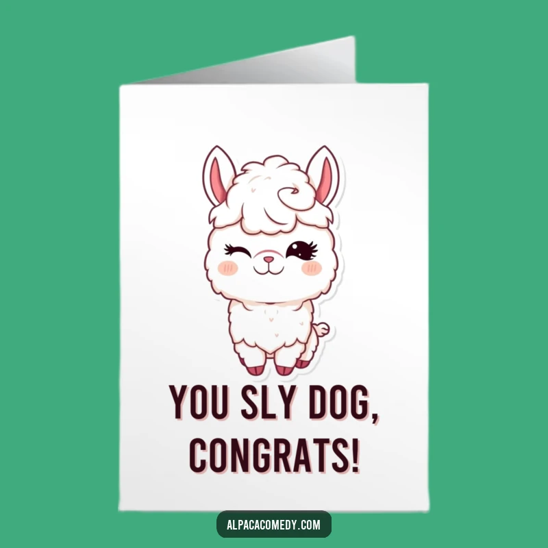 Free Printable Winking Alpaca Congrats Card: Funny Cheeky Alpaca Downloadable Gift