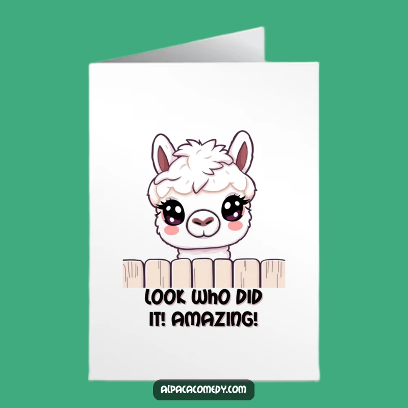 Free Printable Funny Alpaca Peeking Congrats Card - Sweet Downloadable Gift