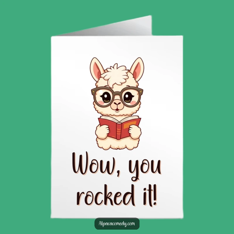 Free Printable Congrats Card: Studious Alpaca, Funny Downloadable Gift