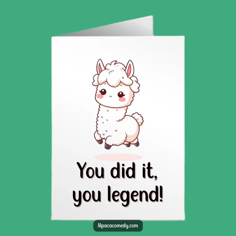 Free Printable Kawaii Alpaca Congrats Card: Prancing Alpaca Downloadable Gift for Any Achievement