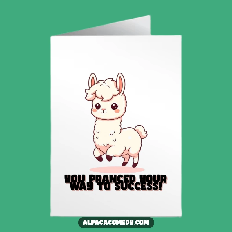 Free Printable Kawaii Alpaca Congratulations Card: Prancing Paca for Your Big Win