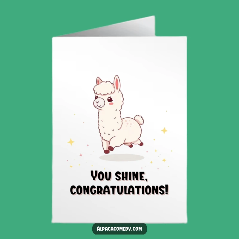Free Printable Kawaii Alpaca Star Card: Congrats Downloadable Gift for Shining Achievements