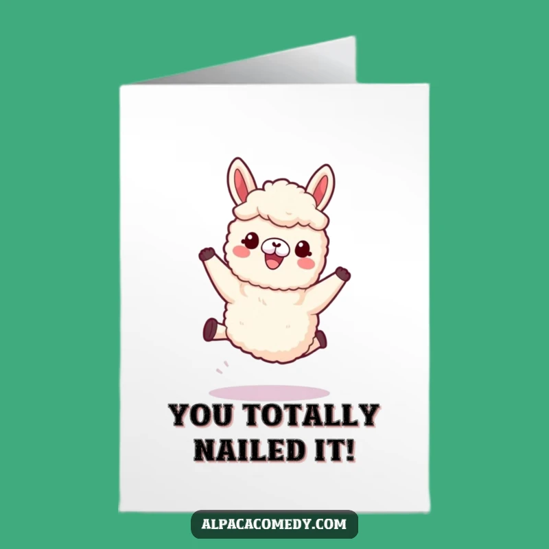 Free Printable Joyful Alpaca Congrats Card: Funny Leaping Alpaca Downloadable Gift