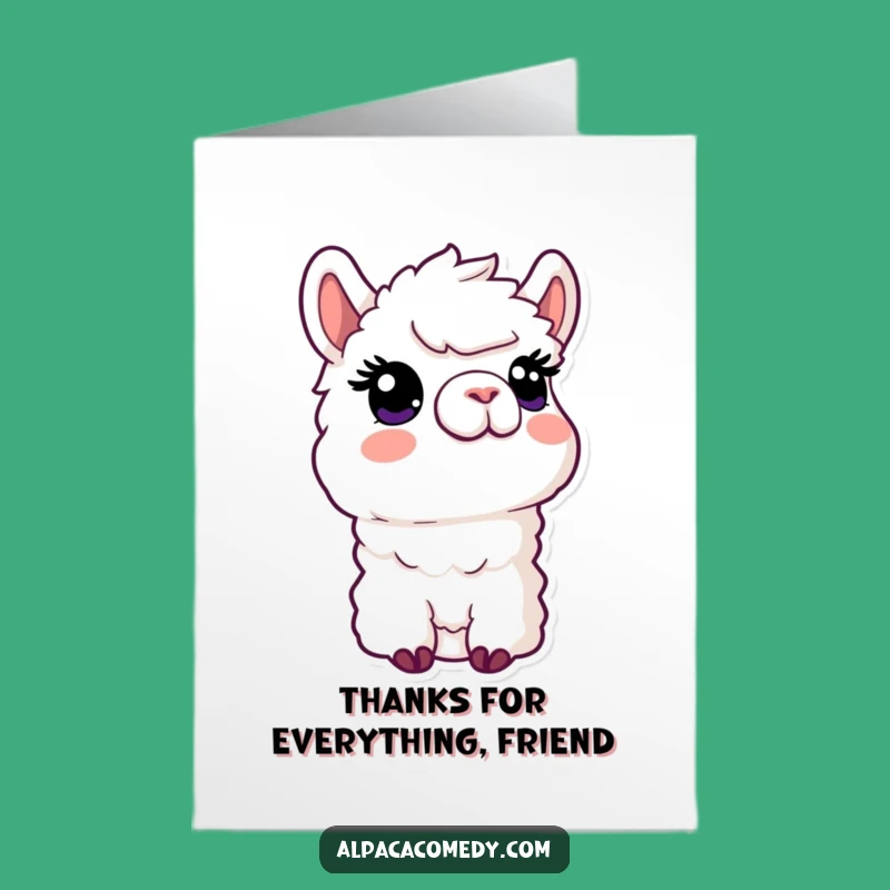 Free Printable Curious Alpaca Thank You Card: Funny Looking Up Alpaca Downloadable Gift