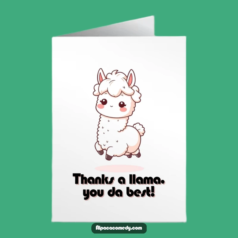 Free Printable Kawaii Alpaca Thank You Card: Prancing Alpaca Downloadable Gift of Gratitude