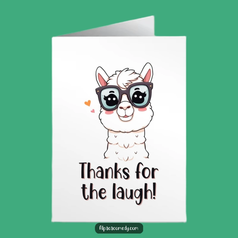 Free Printable Thank You Card: Comedian Alpaca Joke Funny Downloadable