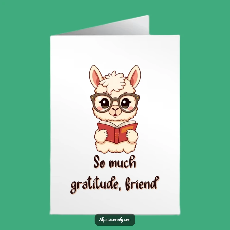 Free Printable Thank You Card: Bookworm Alpaca, Funny Downloadable Gift