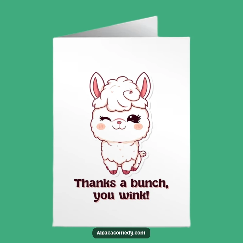 Free Printable Winking Alpaca Thank You Card: Funny Cheeky Alpaca Downloadable Gift