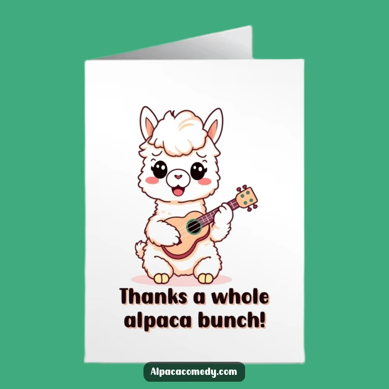 Free Printable Thank You Card: Musical Alpaca, Funny Downloadable Gift