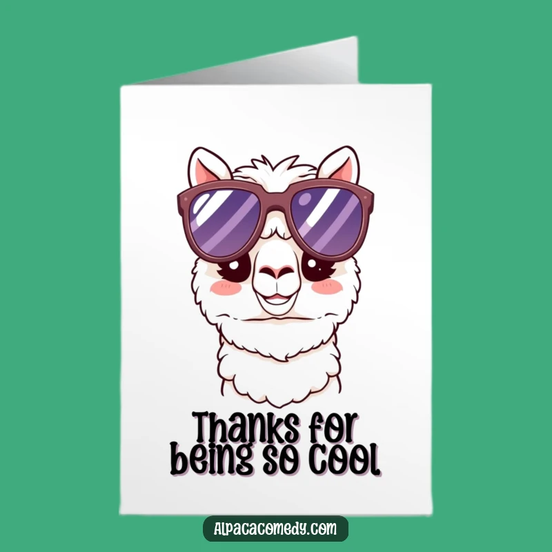 Free Printable Cool Alpaca Thank You Card: Sunglasses Kawaii Paca for Your Gratitude