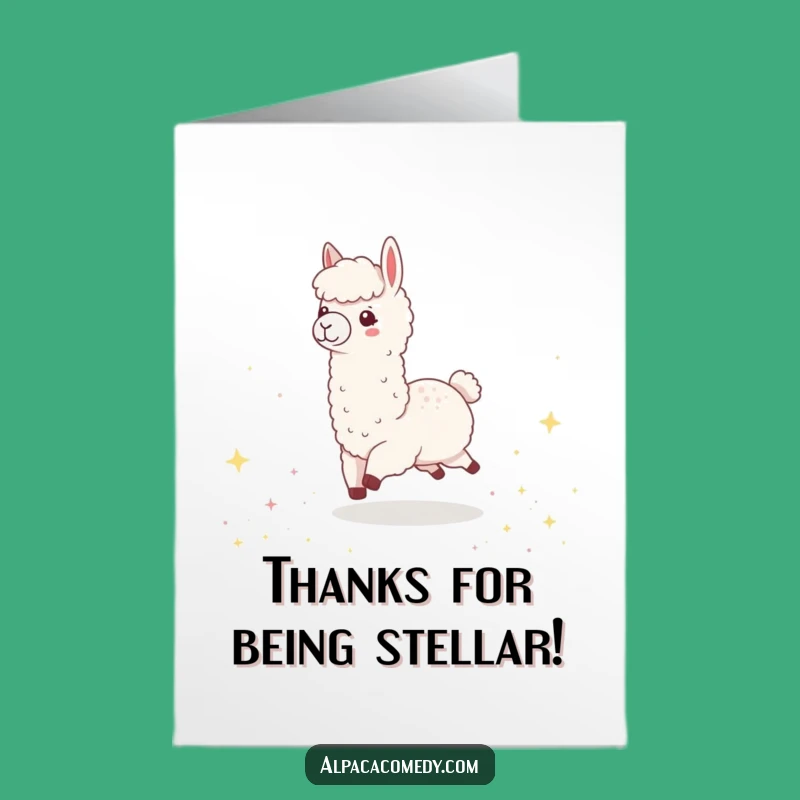 Free Printable Kawaii Alpaca Star Card: Thanks Downloadable Gift for Stellar Appreciation