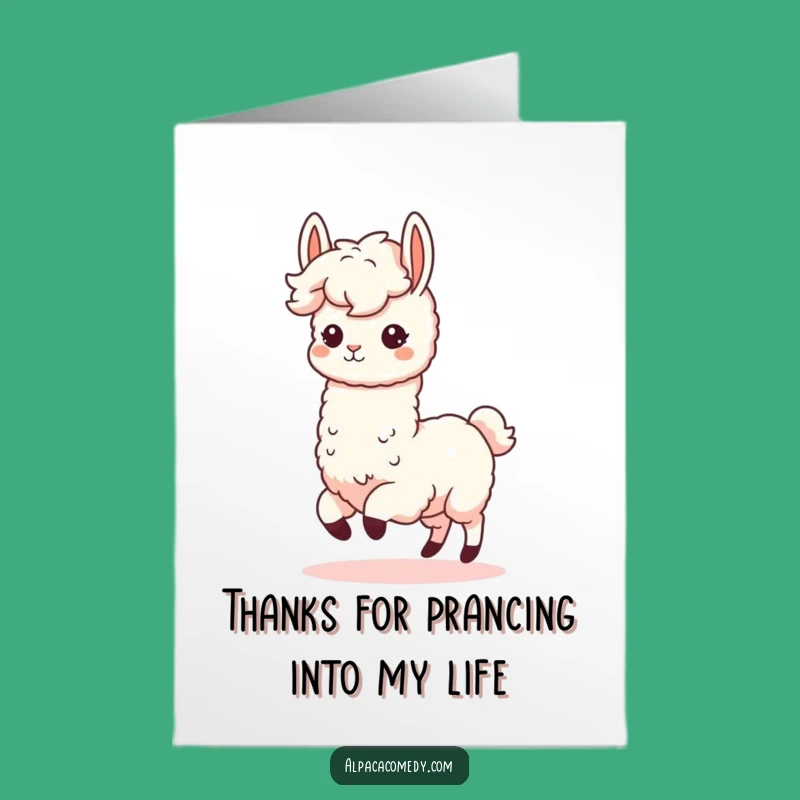 Free Printable Funny Alpaca Thank You Card: Prancing Paca for Your Gratitude