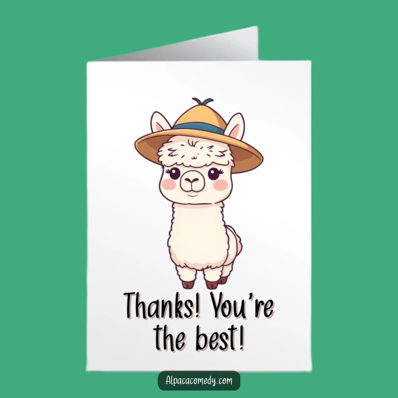 Free Printable Funny Alpaca Hat Thank You Card - Cheerful Downloadable Gift