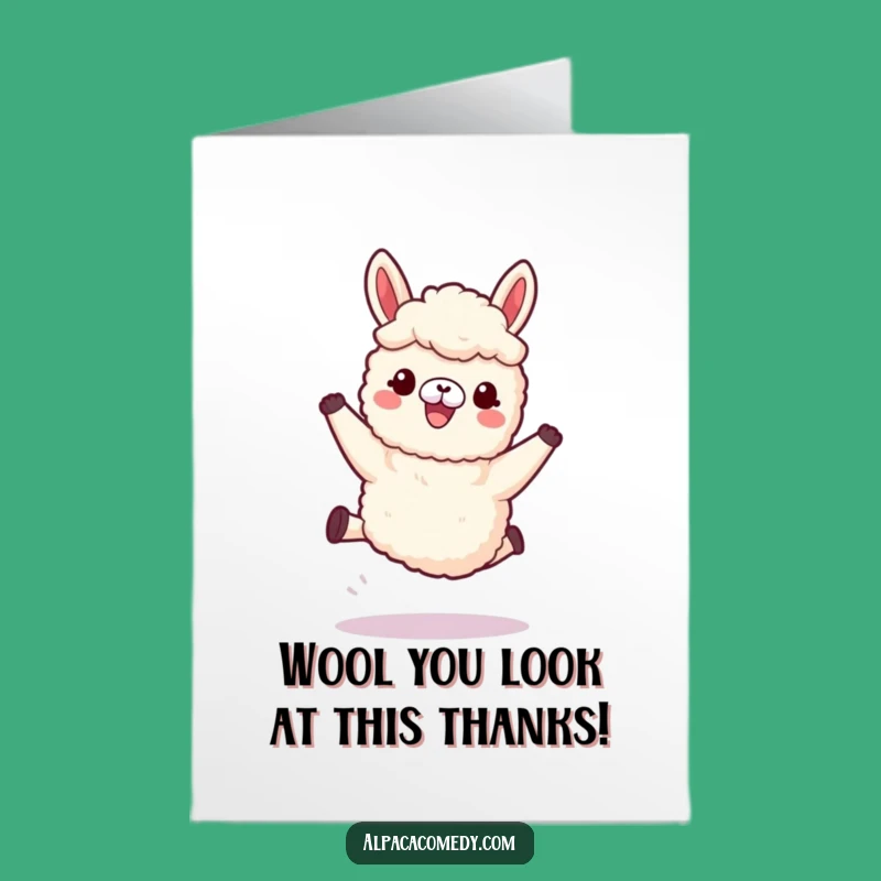 Free Printable Joyful Alpaca Thank You Card: Funny Leaping Alpaca Downloadable Gift