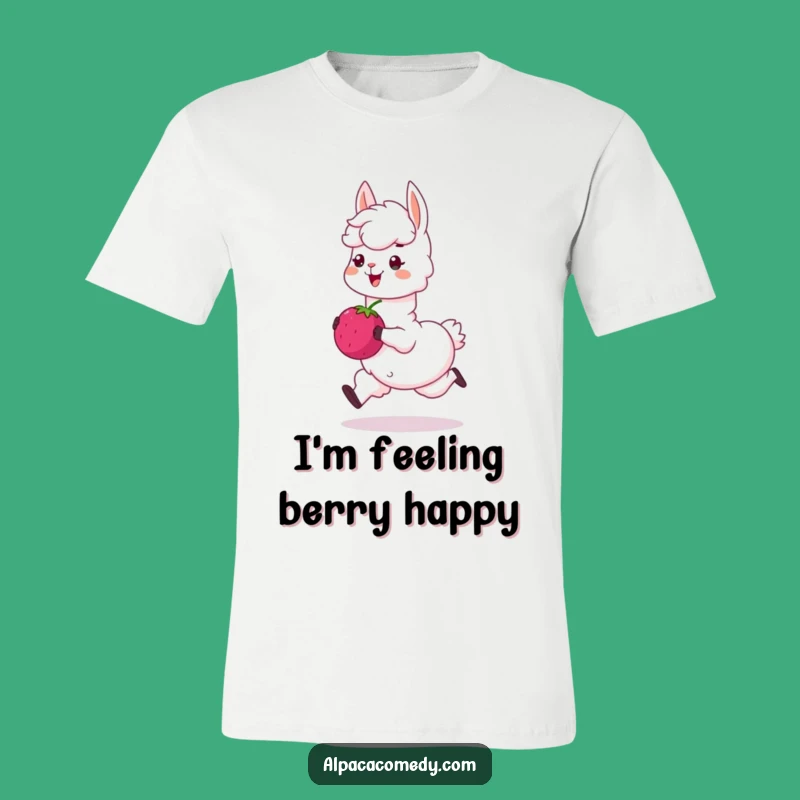 Funny Alpaca Skipping T-Shirt: Adorable Berry Friend Tee for Fun Lovers