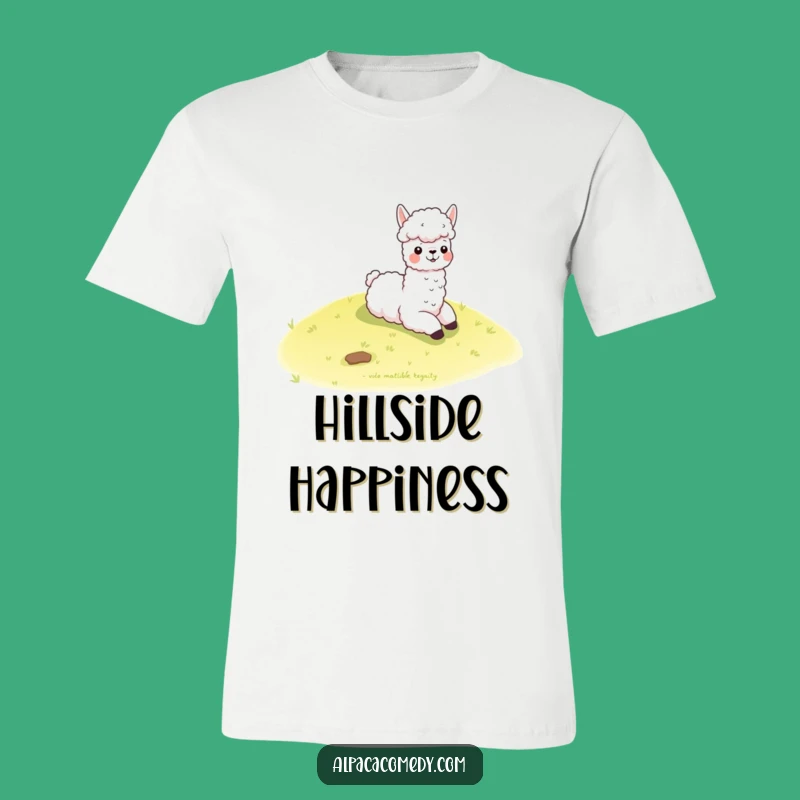 Funny Kawaii Alpaca Sliding Hill T-Shirt - Cute & Playful Graphic Tee