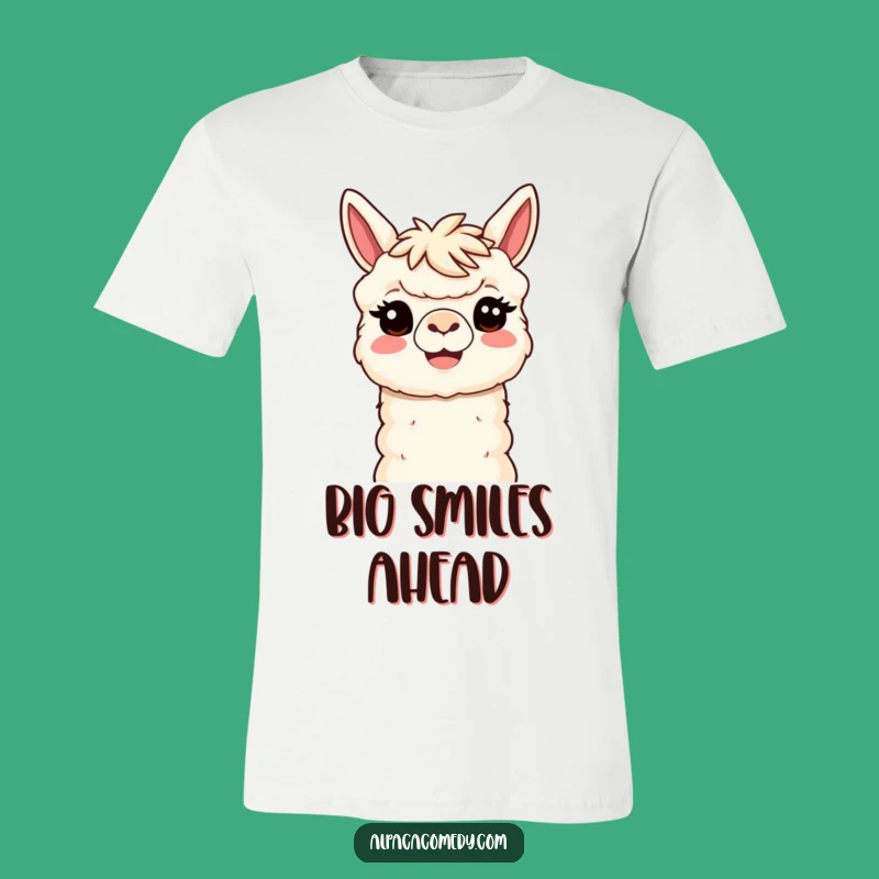 Funny Kawaii Alpaca Smile T-Shirt - Welcoming Vibe, Hilarious Gift Tee