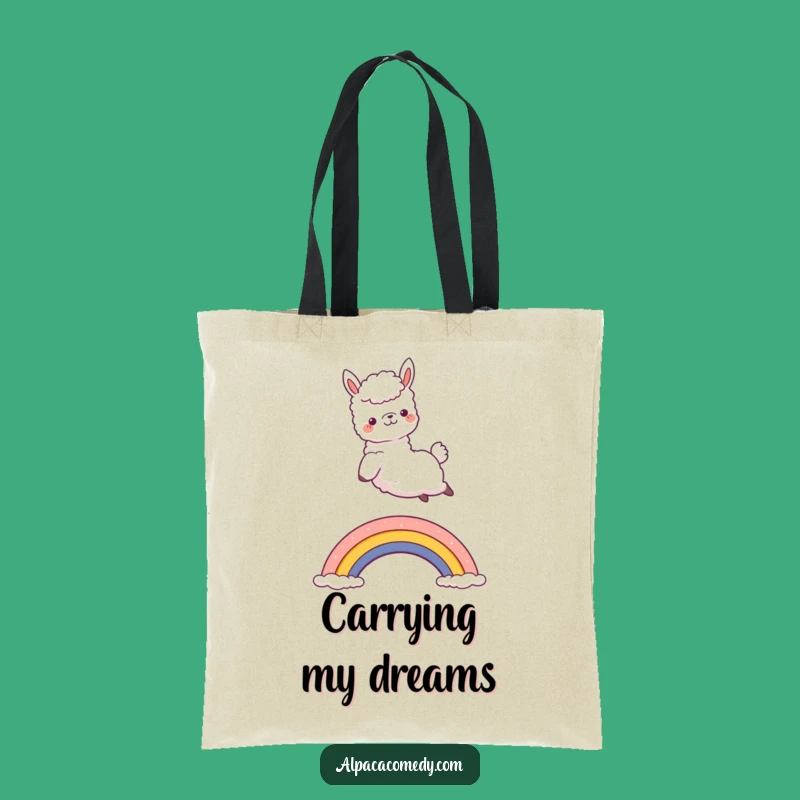 Funny Kawaii Alpaca Rainbow Jump Tote Bag - Joyful Style, Cute Humorous Bag