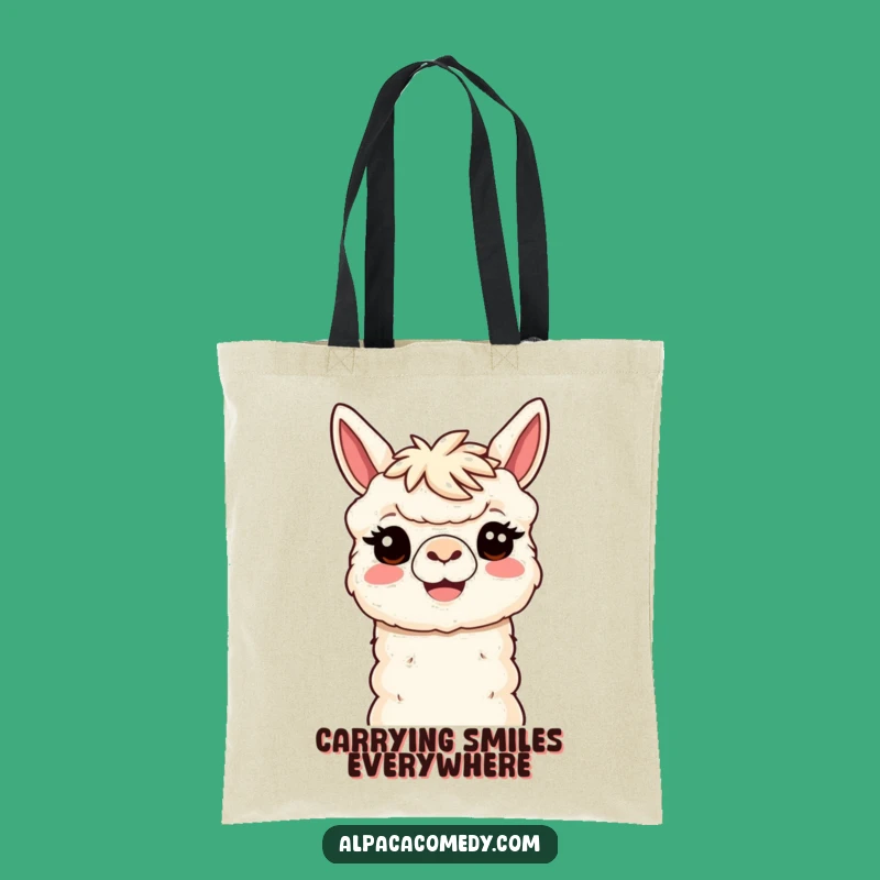Funny Kawaii Alpaca Smile Tote Bag - Welcoming Style, Cute Humorous Bag