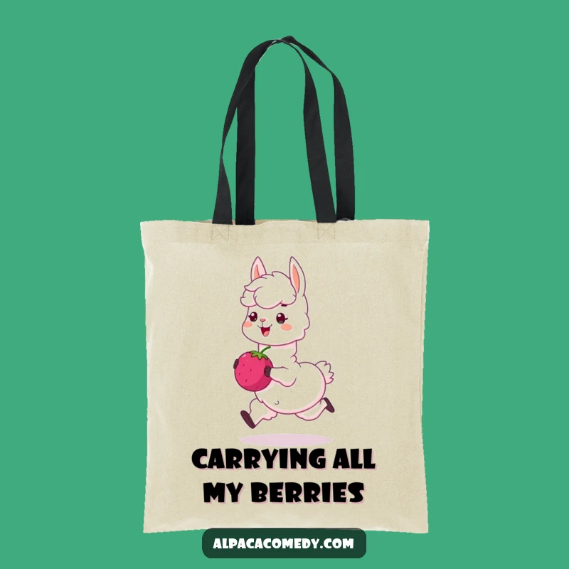 Funny Alpaca Berry Tote Bag: Stylish and Humorous Accessory for Everyday Fun
