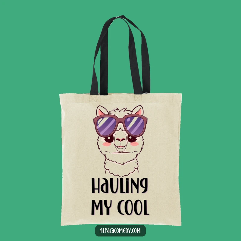 Funny Kawaii Alpaca Sunglasses Tote Bag - Cool Happy Style, Cute Humorous Bag