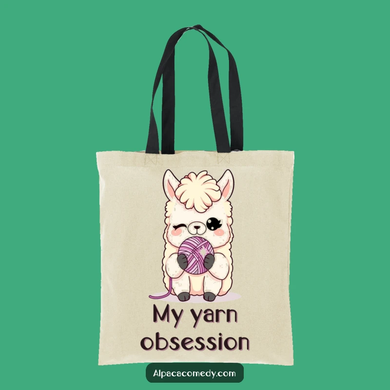 Funny Alpaca Yarn Wink Tote Bag: Stylish Accessory for Knitters and Crafters