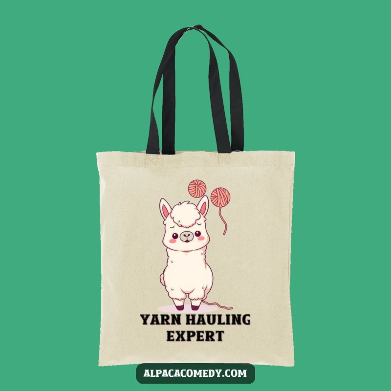 Funny Kawaii Alpaca Yarn Toss Tote Bag - Playful Style, Cute Humorous Bag